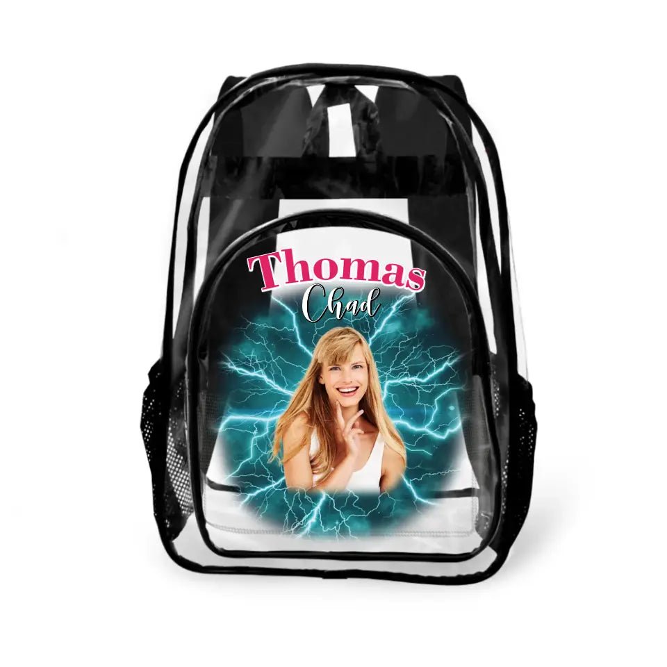 Personalized Name Customization Multi - Photo Custom Clear Backpack - School Season Gifts - OLESA