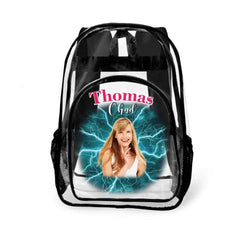 Personalized Name Customization Multi - Photo Custom Clear Backpack - School Season Gifts - OLESA