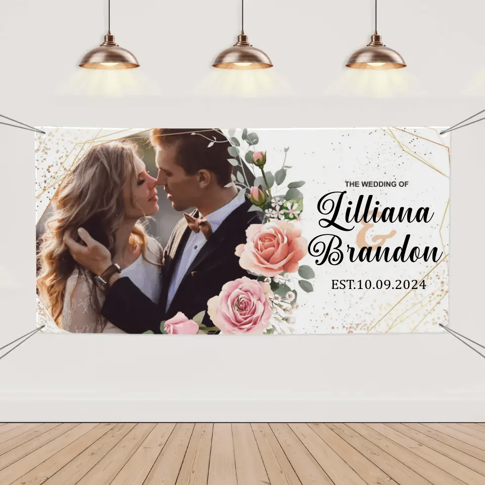 Personalized Photo Name Date Banner Gifts Fo Wedding Party Signs Indoor Outdoor Decorations - OLESA