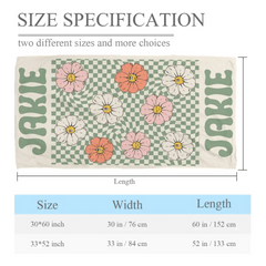 Personalized Vintage Beach Towel Name Custom Bath Towel - OLESA