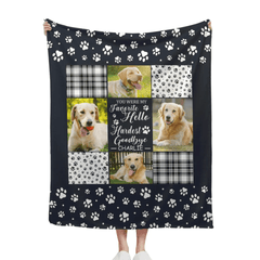 Pet Memorial Blanket - Name And Photo Custom Pet Paw Print Personalized Text Blanket - A Gift For Pet,Pet Lovers - OLESA