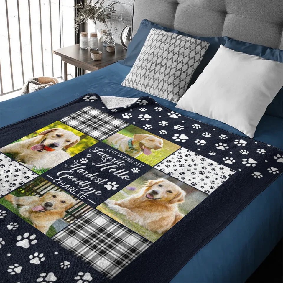 Pet Memorial Blanket - Name And Photo Custom Pet Paw Print Personalized Text Blanket - A Gift For Pet,Pet Lovers - OLESA