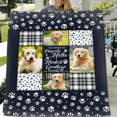 Pet Memorial Blanket - Name And Photo Custom Pet Paw Print Personalized Text Blanket - A Gift For Pet,Pet Lovers - OLESA