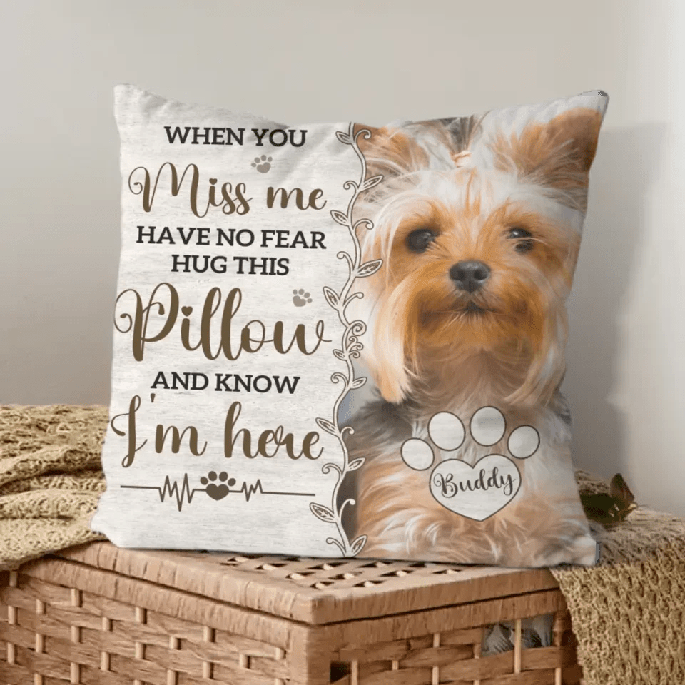 Pet Memorial Customized Pillow - Personalized Pet Photo and Name Memory Cuddle Reversible Pillow - A Gift For Pet lovers,Pet Owners - OLESA