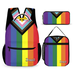 Progress pride backpack; Progressive pride traveling bag; Gay pride rainbow laptop bag; LGBTQ pride parade travel bag; LGBT parade merch - OLESA