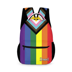 Progress pride backpack; Progressive pride traveling bag; Gay pride rainbow laptop bag; LGBTQ pride parade travel bag; LGBT parade merch - OLESA