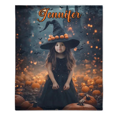 Pumpkin Castle - Personalised Witch Photo Halloween Blanket - Gifts for Children - OLESA