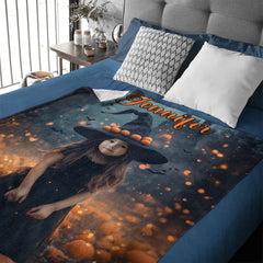 Pumpkin Castle - Personalised Witch Photo Halloween Blanket - Gifts for Children - OLESA