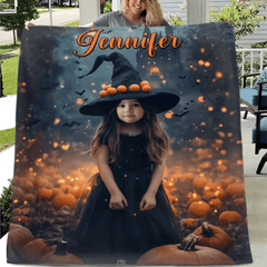 Pumpkin Castle - Personalised Witch Photo Halloween Blanket - Gifts for Children - OLESA