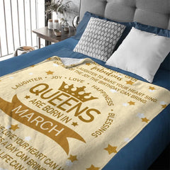 Queens Are Born In - Personalized Blanket Gifts For Girls Wife Mom Grandma... - OLESA