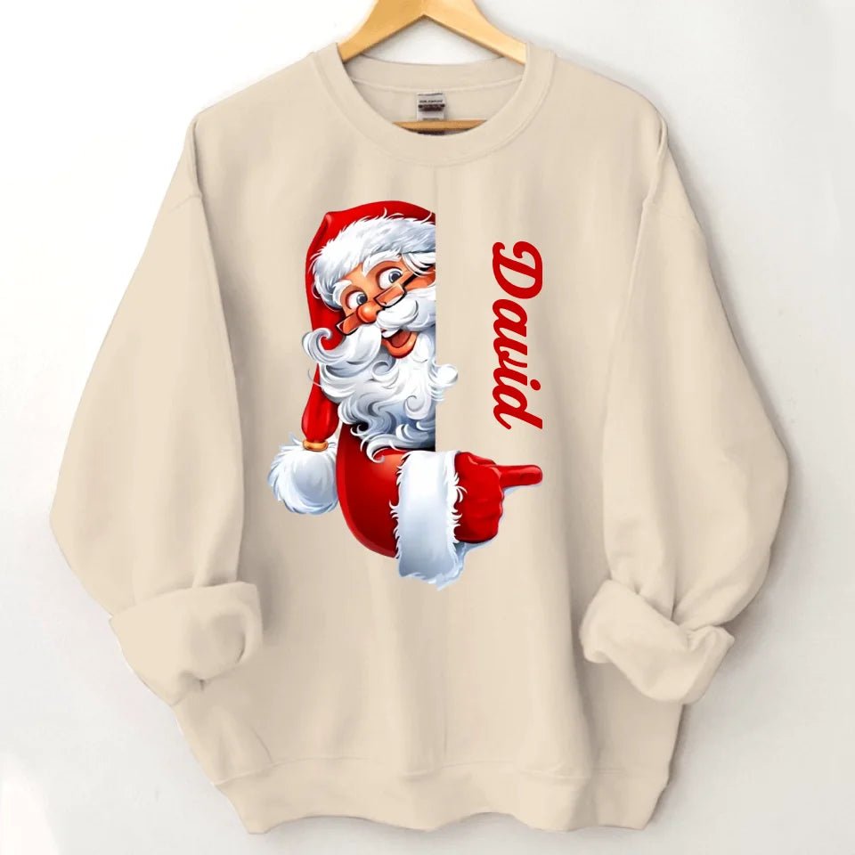 Santa Claus Pattern Customized Clothing - Couple's Sweatshirt With Personalized Names, Group Apparel, Family Apparel - A Gift For Friend,Family,Other Half - OLESA