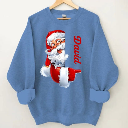 Santa Claus Pattern Customized Clothing - Couple's Sweatshirt With Personalized Names, Group Apparel, Family Apparel - A Gift For Friend,Family,Other Half - OLESA