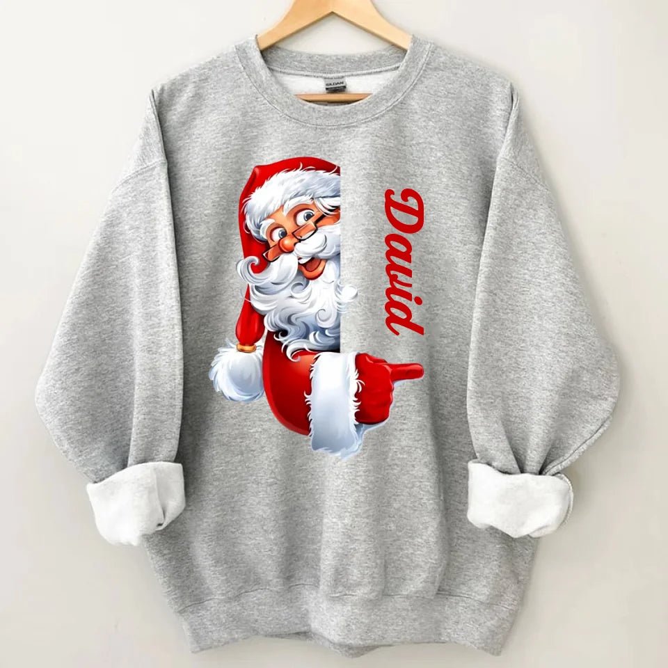 Santa Claus Pattern Customized Clothing - Couple's Sweatshirt With Personalized Names, Group Apparel, Family Apparel - A Gift For Friend,Family,Other Half - OLESA