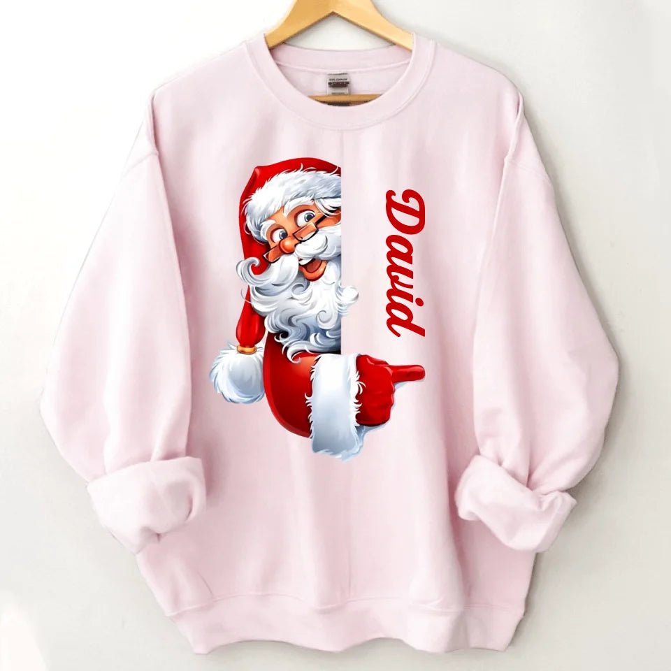 Santa Claus Pattern Customized Clothing - Couple's Sweatshirt With Personalized Names, Group Apparel, Family Apparel - A Gift For Friend,Family,Other Half - OLESA