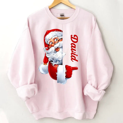 Santa Claus Pattern Customized Clothing - Couple's Sweatshirt With Personalized Names, Group Apparel, Family Apparel - A Gift For Friend,Family,Other Half - OLESA