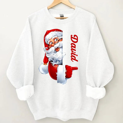 Santa Claus Pattern Customized Clothing - Couple's Sweatshirt With Personalized Names, Group Apparel, Family Apparel - A Gift For Friend,Family,Other Half - OLESA