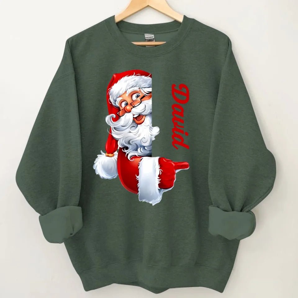 Santa Claus Pattern Customized Clothing - Couple's Sweatshirt With Personalized Names, Group Apparel, Family Apparel - A Gift For Friend,Family,Other Half - OLESA