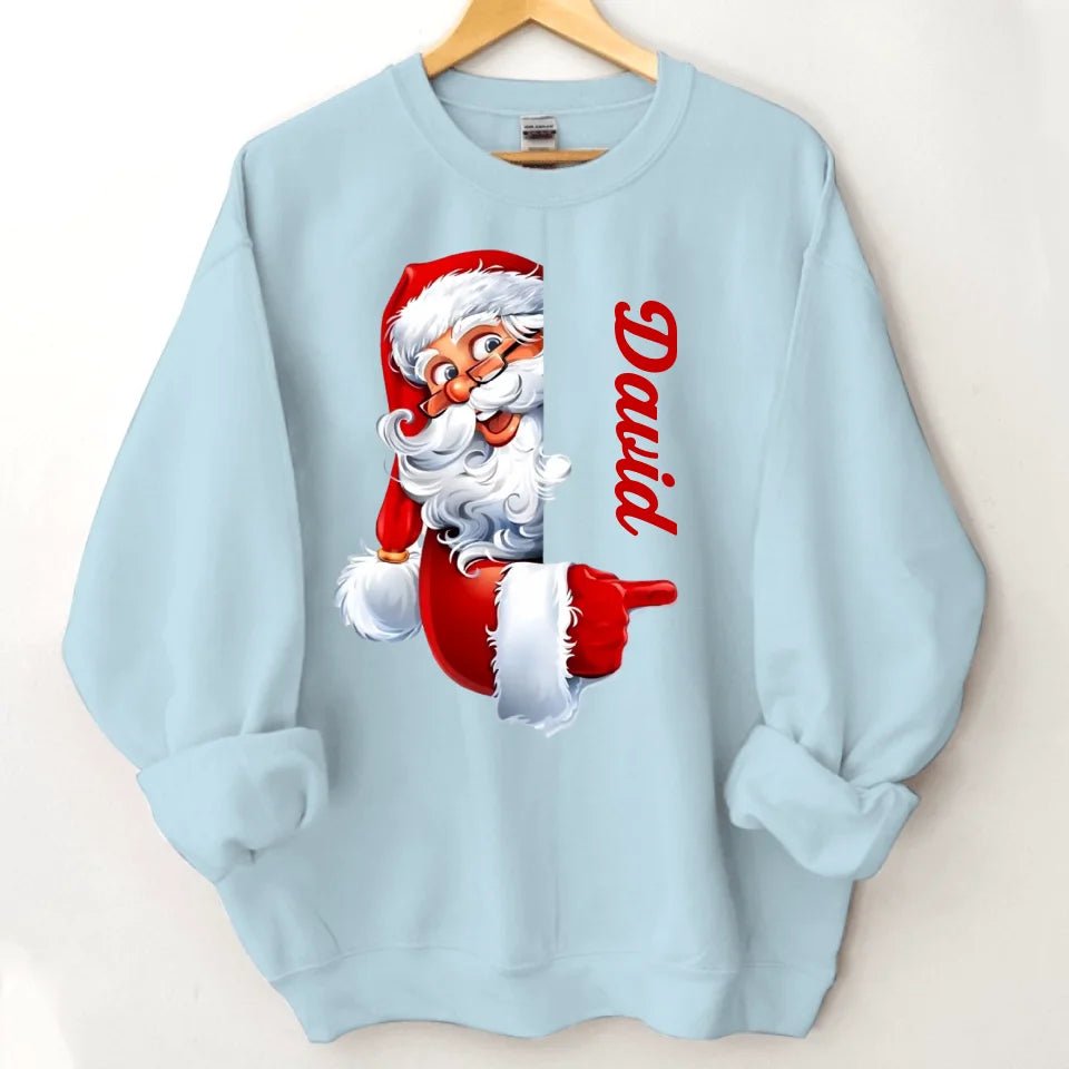 Santa Claus Pattern Customized Clothing - Couple's Sweatshirt With Personalized Names, Group Apparel, Family Apparel - A Gift For Friend,Family,Other Half - OLESA