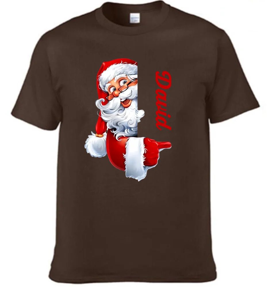 Santa Claus Pattern Customized Clothing - Couple's T-shirts With Personalized Names, Group Apparel, Family Apparel - A Gift For Friend,Family,Other Half - OLESA