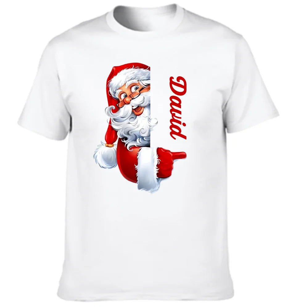 Santa Claus Pattern Customized Clothing - Couple's T-shirts With Personalized Names, Group Apparel, Family Apparel - A Gift For Friend,Family,Other Half - OLESA