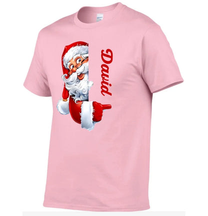 Santa Claus Pattern Customized Clothing - Couple's T-shirts With Personalized Names, Group Apparel, Family Apparel - A Gift For Friend,Family,Other Half - OLESA