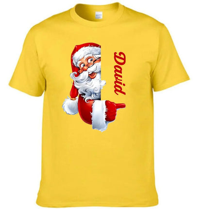 Santa Claus Pattern Customized Clothing - Couple's T-shirts With Personalized Names, Group Apparel, Family Apparel - A Gift For Friend,Family,Other Half - OLESA