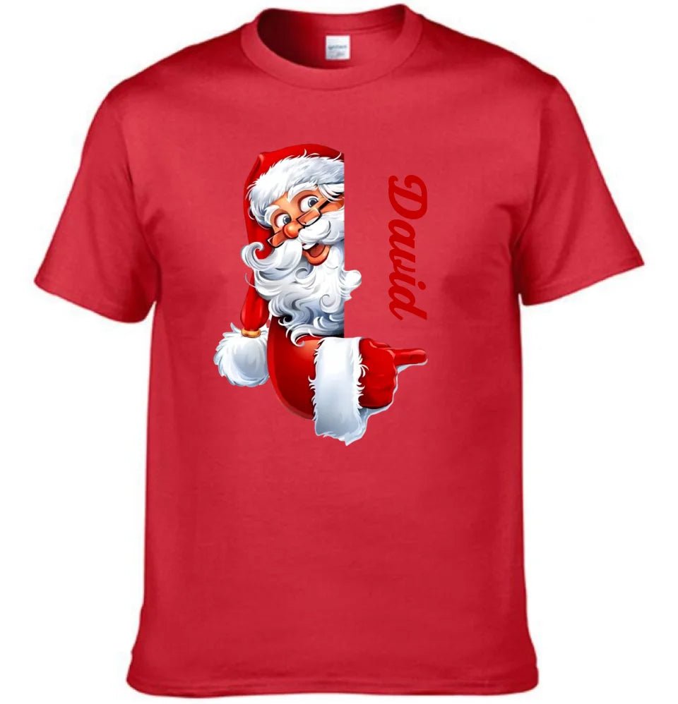 Santa Claus Pattern Customized Clothing - Couple's T-shirts With Personalized Names, Group Apparel, Family Apparel - A Gift For Friend,Family,Other Half - OLESA