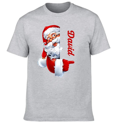 Santa Claus Pattern Customized Clothing - Couple's T-shirts With Personalized Names, Group Apparel, Family Apparel - A Gift For Friend,Family,Other Half - OLESA