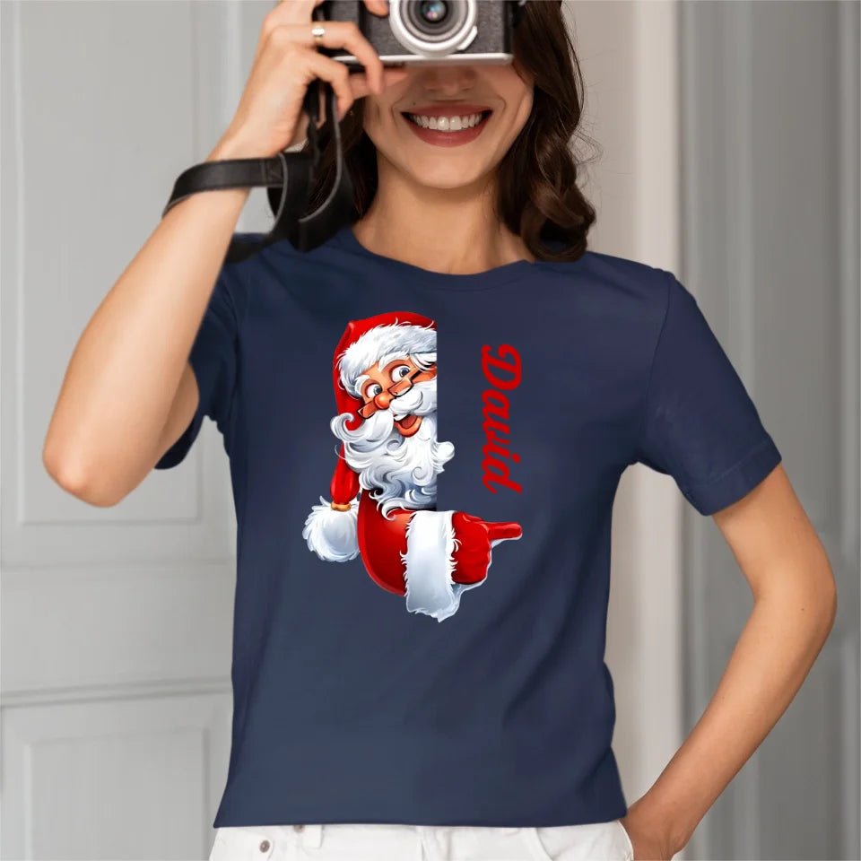 Santa Claus Pattern Customized Clothing - Couple's T-shirts With Personalized Names, Group Apparel, Family Apparel - A Gift For Friend,Family,Other Half - OLESA