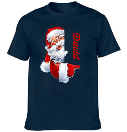 Santa Claus Pattern Customized Clothing - Couple's T-shirts With Personalized Names, Group Apparel, Family Apparel - A Gift For Friend,Family,Other Half - OLESA