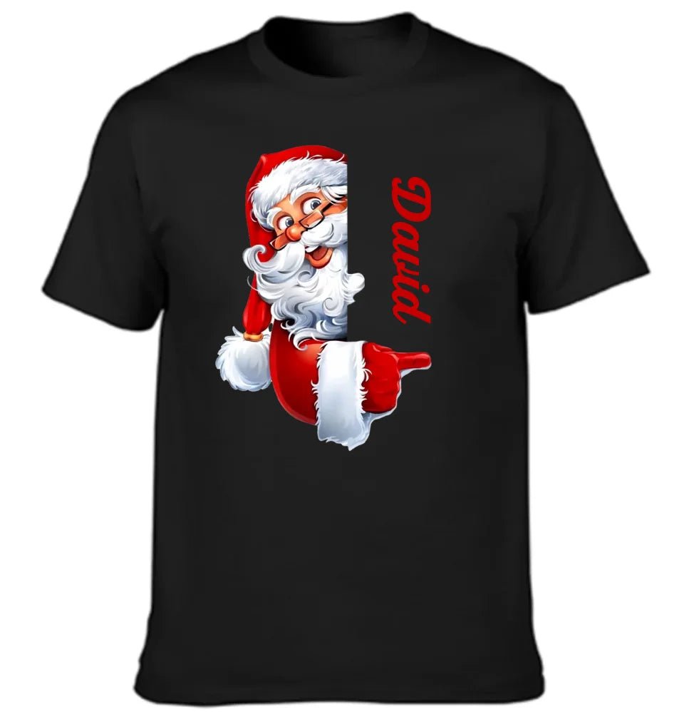 Santa Claus Pattern Customized Clothing - Couple's T-shirts With Personalized Names, Group Apparel, Family Apparel - A Gift For Friend,Family,Other Half - OLESA