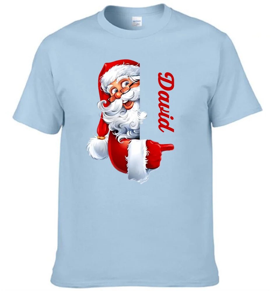 Santa Claus Pattern Customized Clothing - Couple's T-shirts With Personalized Names, Group Apparel, Family Apparel - A Gift For Friend,Family,Other Half - OLESA