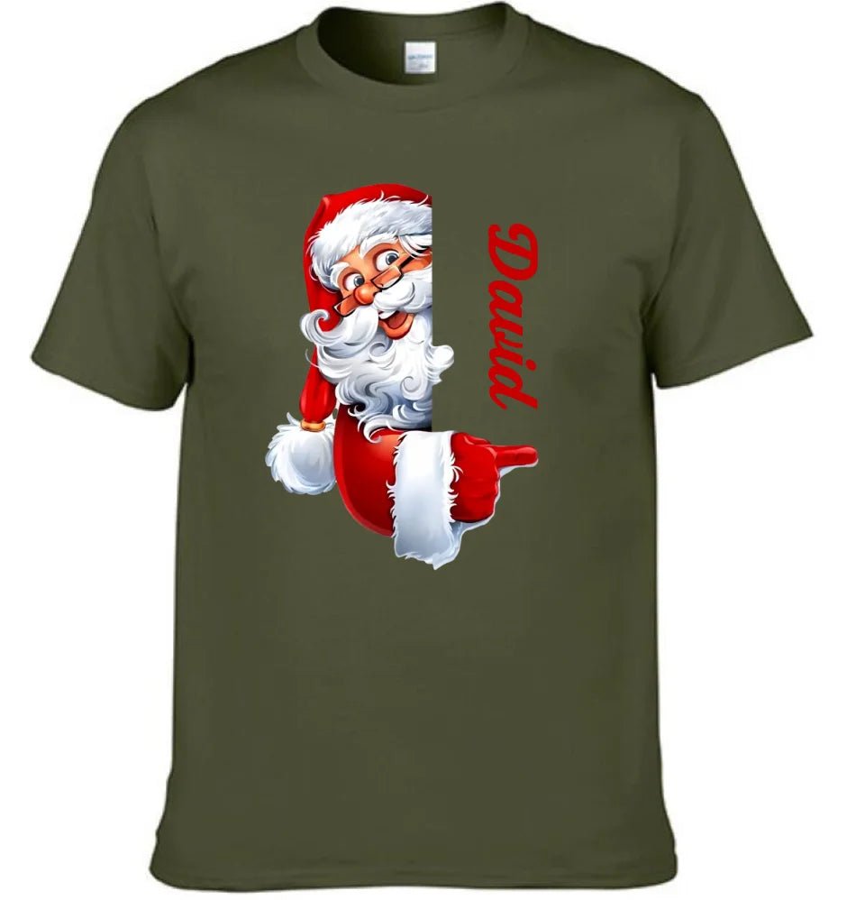 Santa Claus Pattern Customized Clothing - Couple's T-shirts With Personalized Names, Group Apparel, Family Apparel - A Gift For Friend,Family,Other Half - OLESA