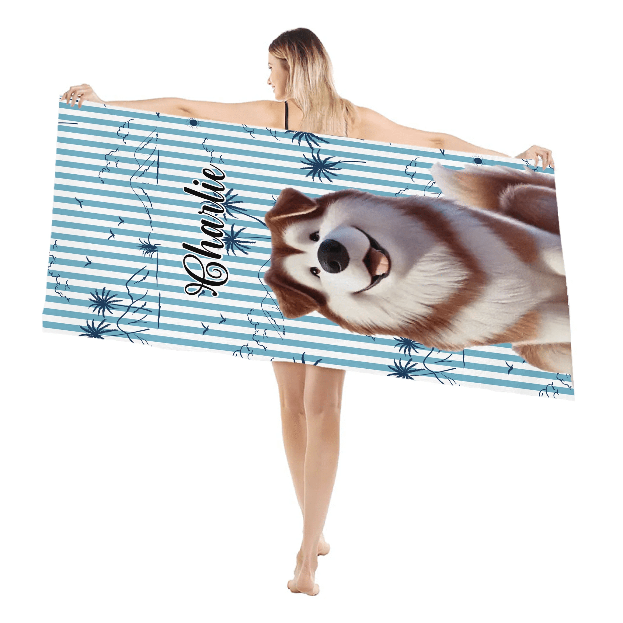 Summer With Pet - Personalized Quick - Dry Beach Towel - OLESA