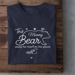 This mama bear prints her heart on clothing - Family Personalized Unisex T-Shirt, Gift for Mom - OLESA