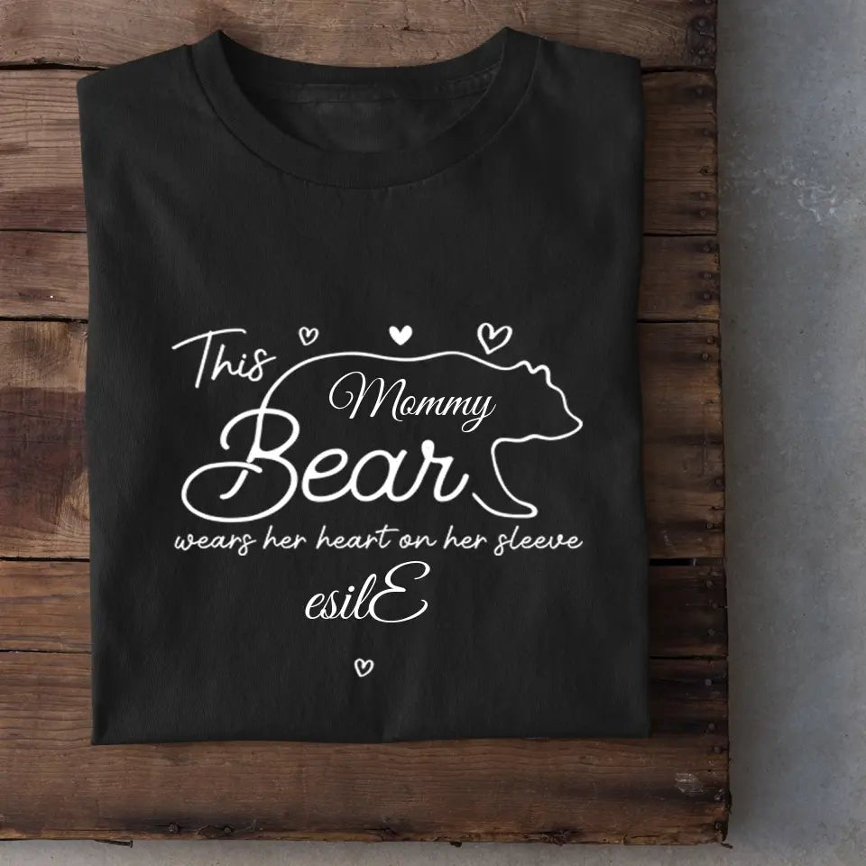 This mama bear prints her heart on clothing - Family Personalized Unisex T-Shirt, Gift for Mom - OLESA