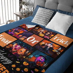 Trick Or Treat - Personalised Photo Collage Halloween Blanket - Gifts for Children,Friend,Family - OLESA
