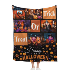 Trick Or Treat - Personalised Photo Collage Halloween Blanket - Gifts for Children,Friend,Family - OLESA
