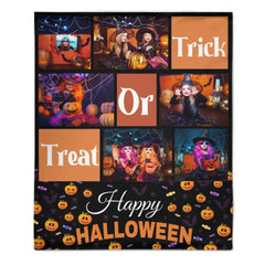 Trick Or Treat - Personalised Photo Collage Halloween Blanket - Gifts for Children,Friend,Family - OLESA