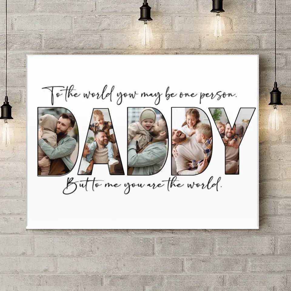 Upload Photo ，Happy Father's Day, Family Picture Canvas Wall Art - OLESA