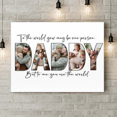 Upload Photo ，Happy Father's Day, Family Picture Canvas Wall Art - OLESA