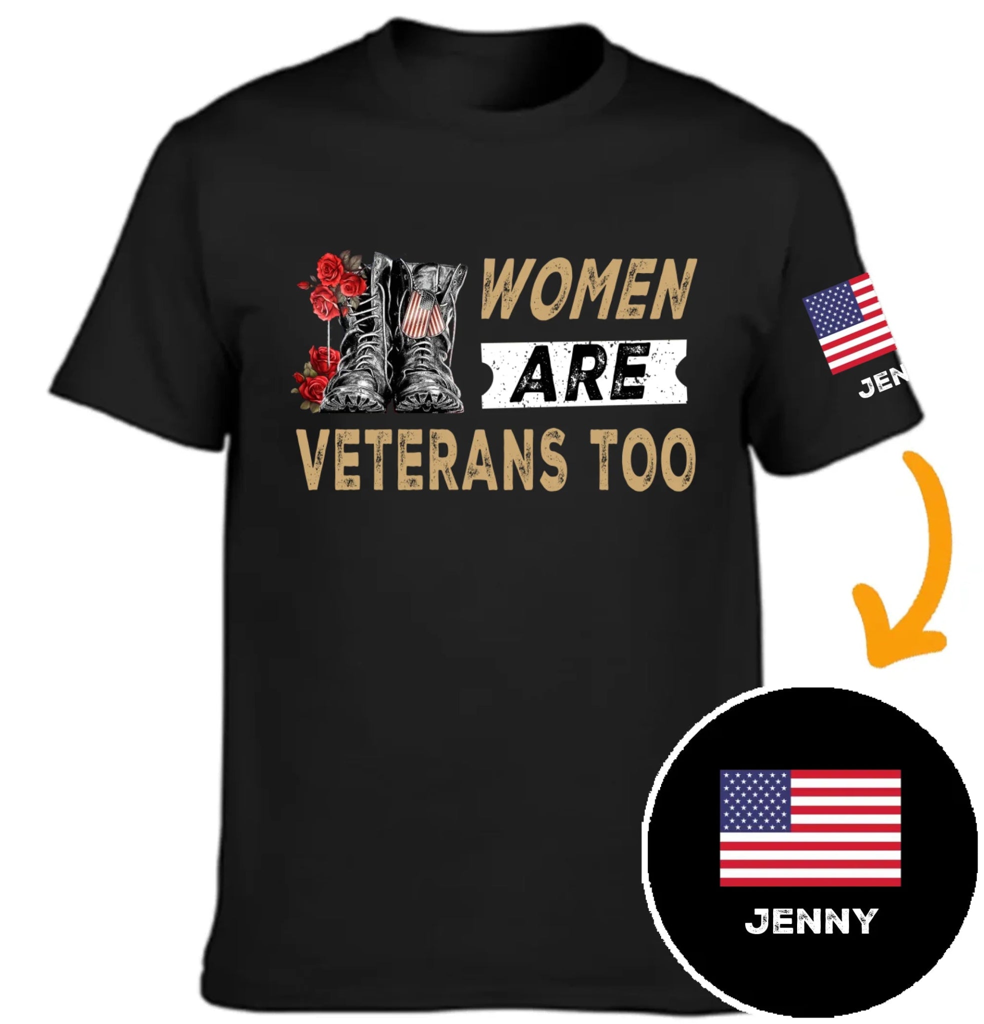 Women Are Veterans Too - Personalized American Female Military Personnel Theme Clothing - OLESA