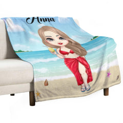 At The Beach Pool Party - Personalized Beach Custom Blanket - Gifts for Friends - ARNOVIC