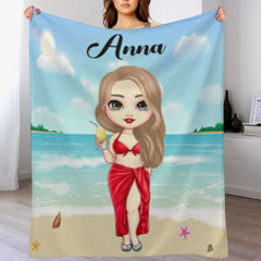 At The Beach Pool Party - Personalized Beach Custom Blanket - Gifts for Friends - ARNOVIC