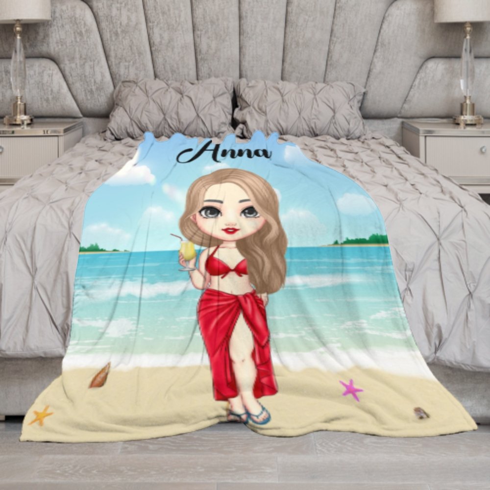 At The Beach Pool Party - Personalized Beach Custom Blanket - Gifts for Friends - ARNOVIC