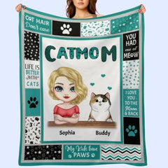 Cat Mom - Personalized Blanket - Birthday, Loving, Funny Gift For Cat Mom, Cat Owner, Cat Lover - OLESA