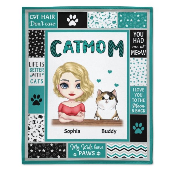 Cat Mom - Personalized Blanket - Birthday, Loving, Funny Gift For Cat Mom, Cat Owner, Cat Lover - OLESA