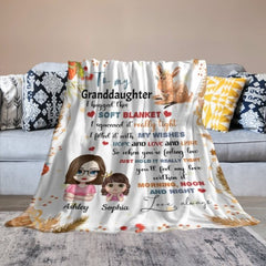 Christmas Gift For Granddaughter Grandson Grandchildren Personalized Fleece Blanket - OLESA