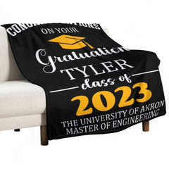Congratulations on graduating Personalized Blanket - Custom Color - Graduation Gift - ARNOVIC