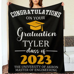 Congratulations on graduating Personalized Blanket - Custom Color - Graduation Gift - ARNOVIC